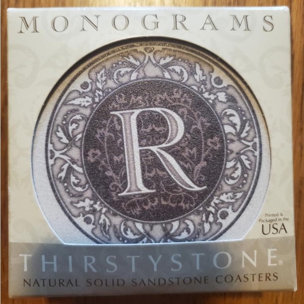 Coasters! Thirstystone Drink Coasters Monogram R Set of 4
